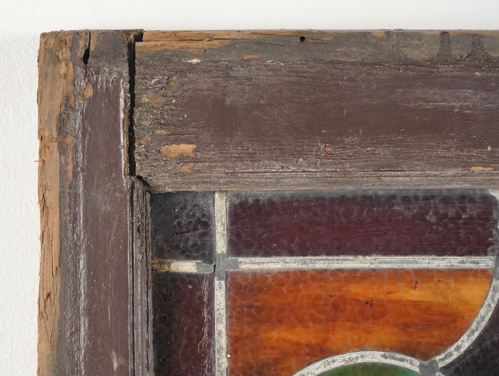 1900s Rectangular Leaded Stained Glass Church Window - R290392
