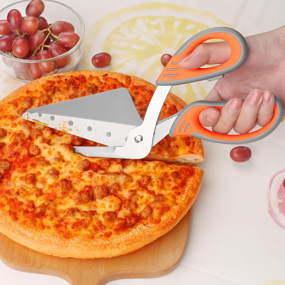 Pizza Scissors, Multi-Functional Kitchen Shears with Detachable Pizza Peel, F...