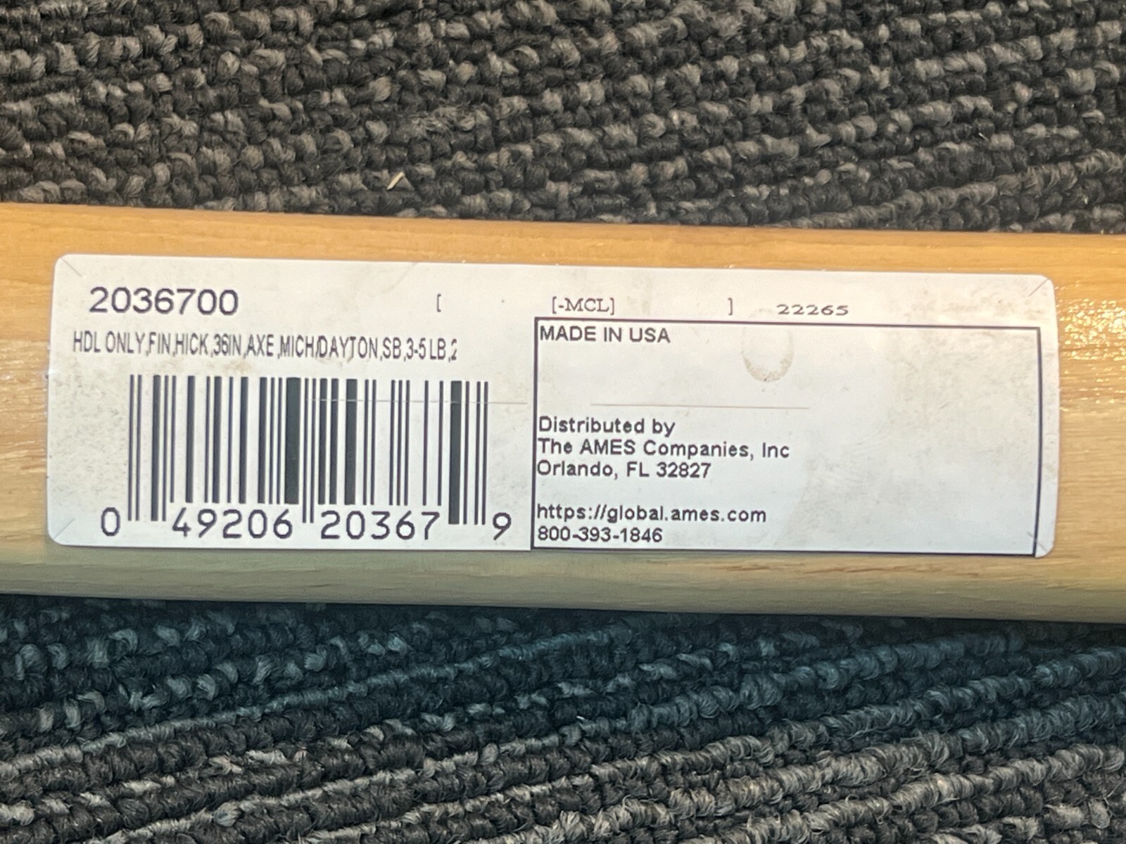 Ames Axe Handle 2036700 True Temper Replacement Single Bit Hickory