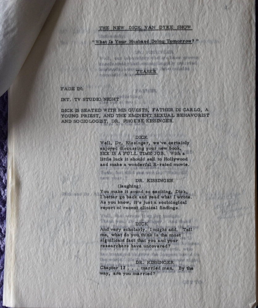1970 The New Dick Van Dyke Show Original Type Written Screenplay Script