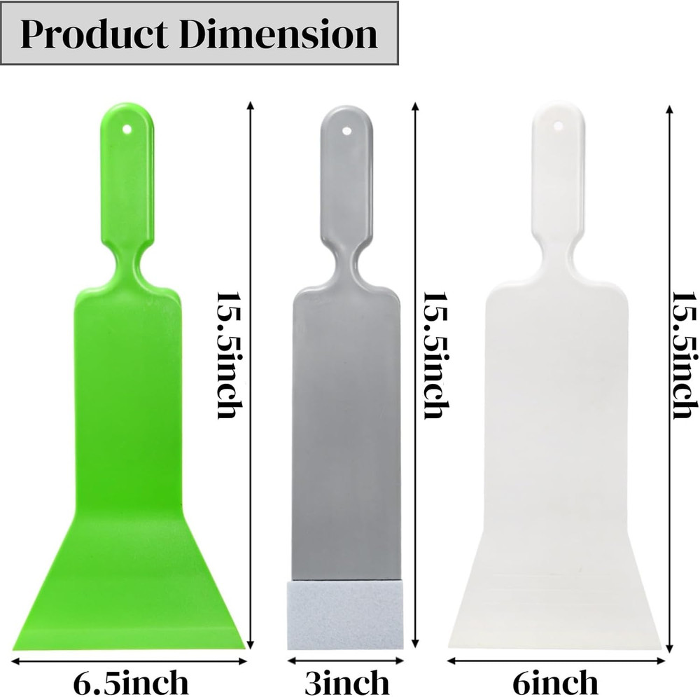 3 Pieces Window Tint Tools, Long Handle Auto Bulldozer Squeegee Scrubber Paddle