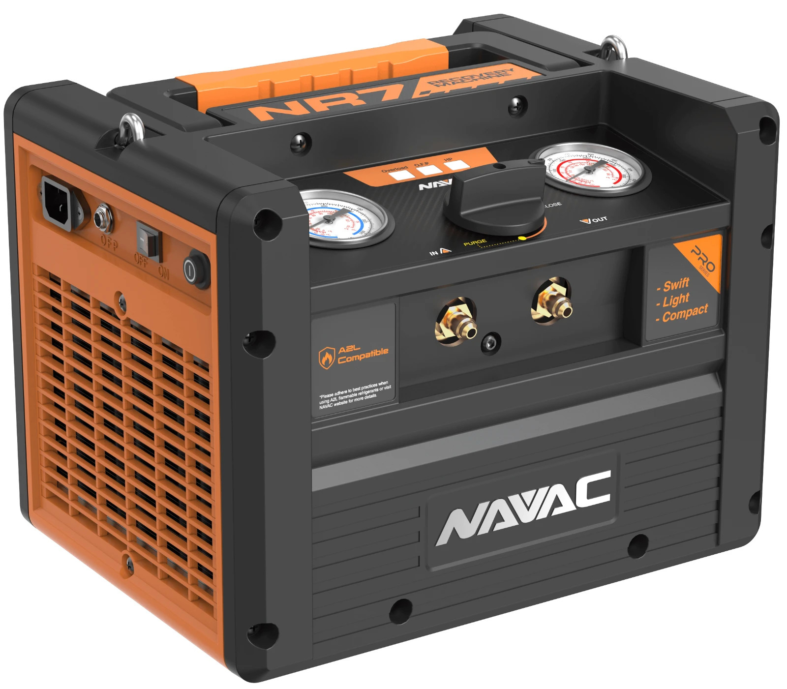 Navac NR7 Refrigerant Recovery Machine Twin Cylinder A2L HVAC Oil-Free NR-7