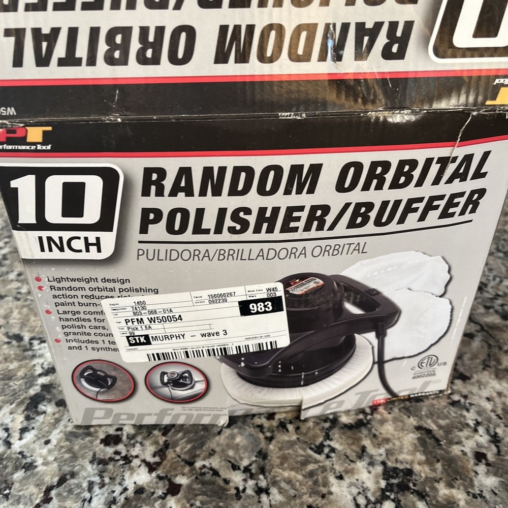 Performance Tool W50054 Random Orbital Buffer/Polisher, Black, 10 Inch