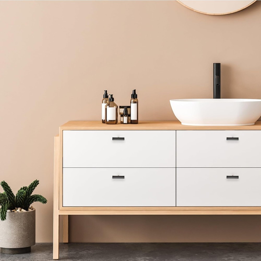 Matte Black Dresser Knobs - 2in Length, 20 Pack