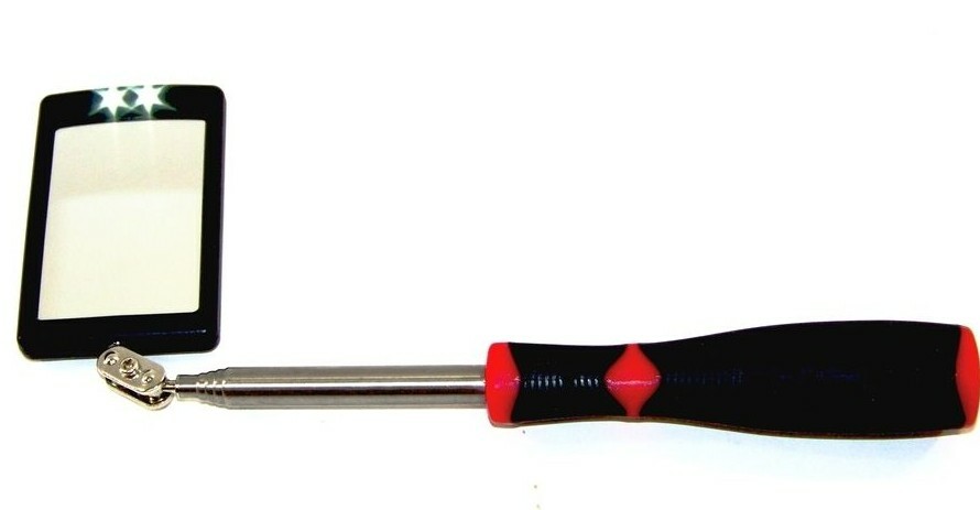LED Lighted Inspection Mirror Telescoping illuminate Swivel Light Extendable