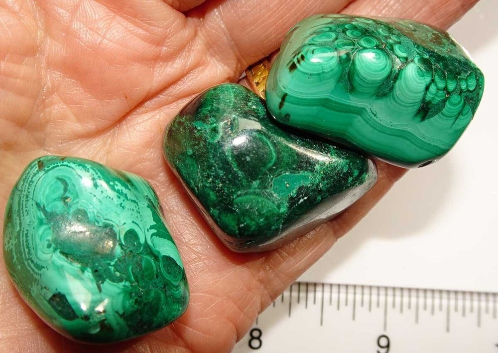 Malachite -3 Large Tumbled Stones rt412f