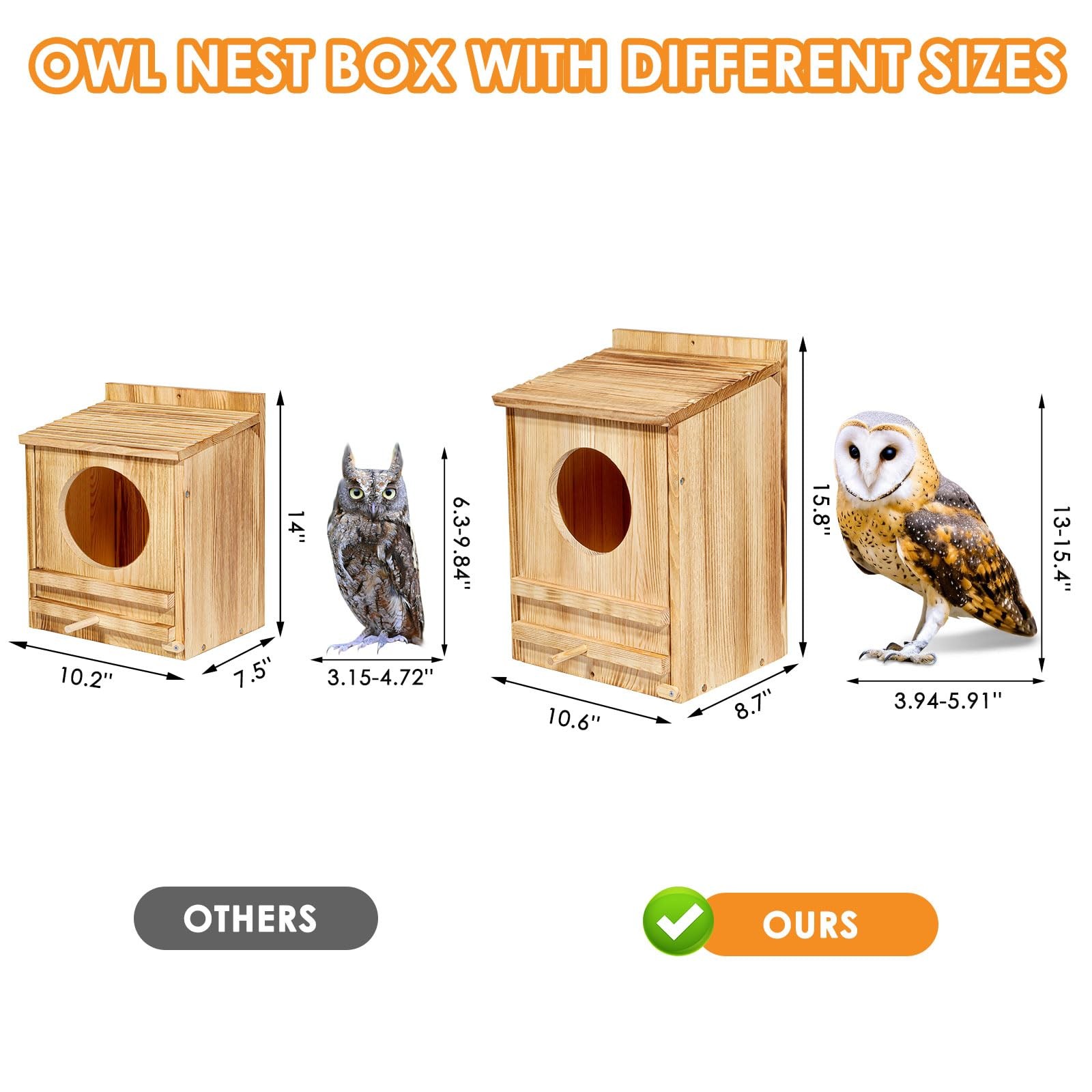Large Barn Owl House,Owl Nesting Box For Outside,Wooden Nest House,Large Hand...