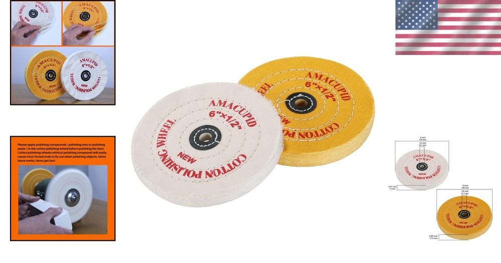 Cotton Buffing Wheel Kit - Bench Grinder Accessories