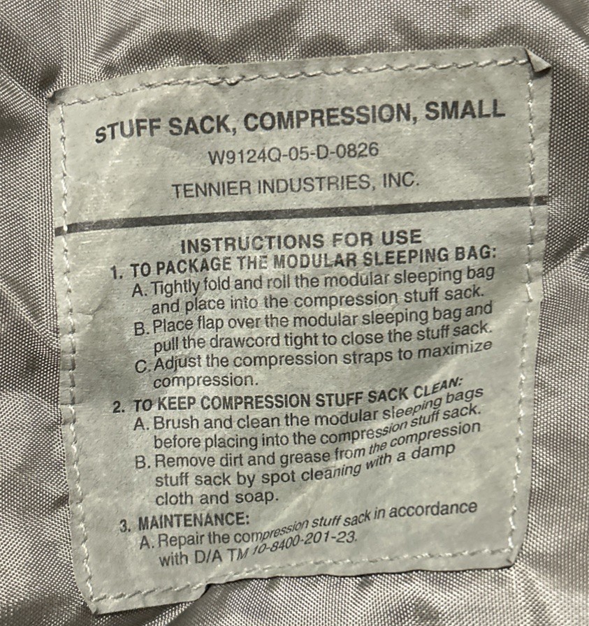 USGI Stuff Sack Size Small Grey Foliage UCP For Sleep System