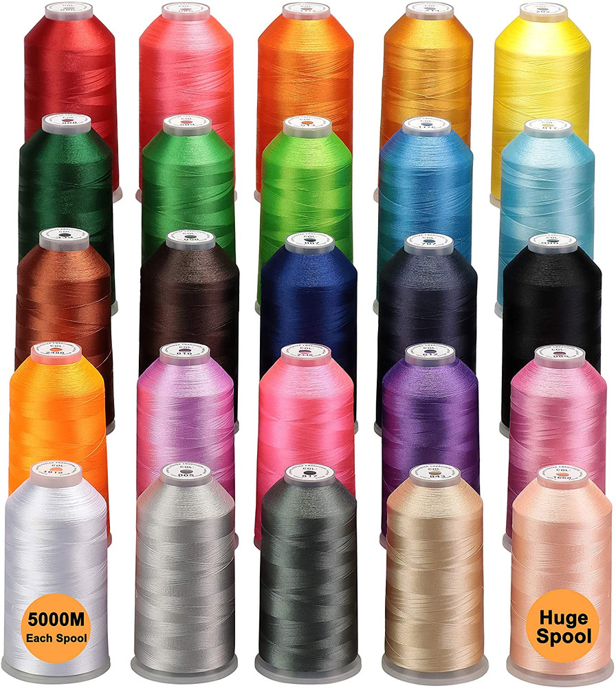 s - 25 Basic Colors of Huge Spool 5000M Polyester Embroidery Machine Thread for