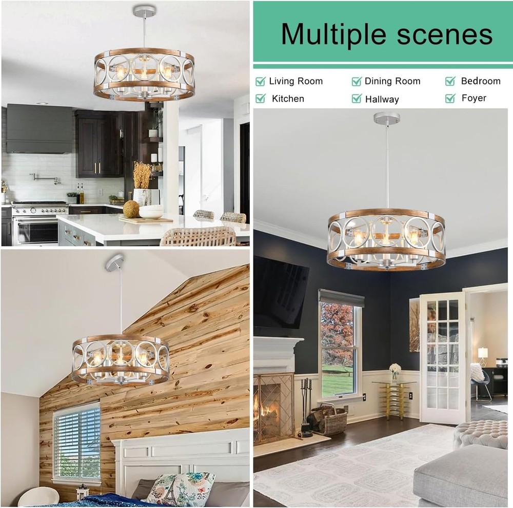 Semi Flush Mount Ceiling Light Fixture Ceiling Mount 6-Light Rustic Farmhouse...