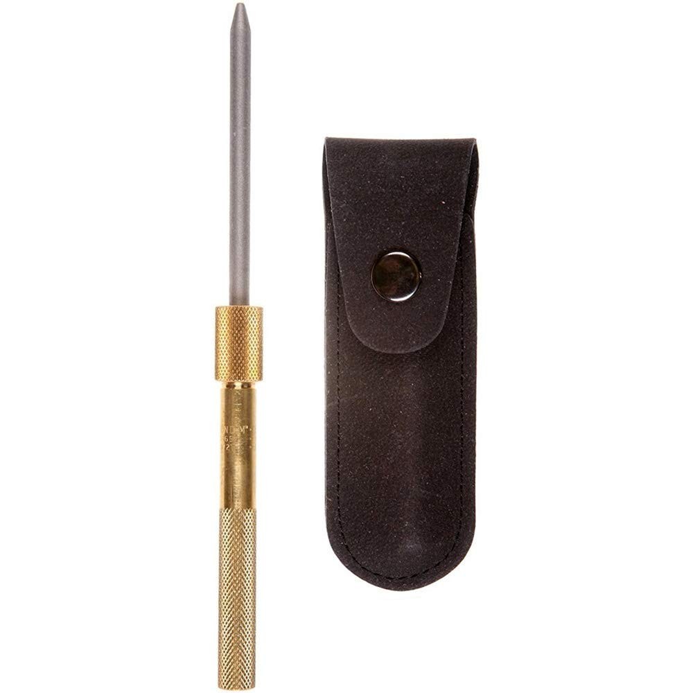 3-1/4" x 1/4" Diamond Round Sharpener in Brass Handle