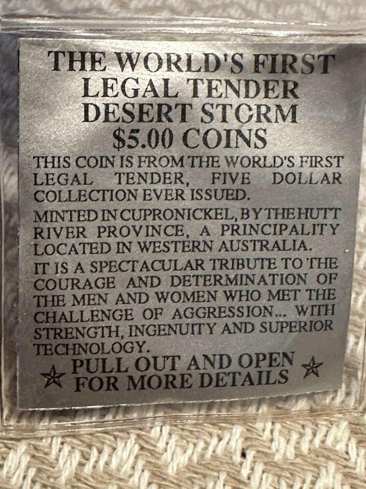 1991 Desert Storm Coin Hutt River Province $5 Apache Helicopter🔥🔥🔥