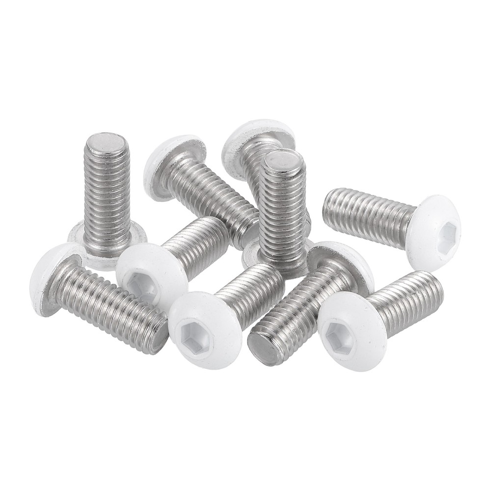 10 Pcs M8-1.25 x 20mm Button Head Socket Cap Screw Machine Screw, White