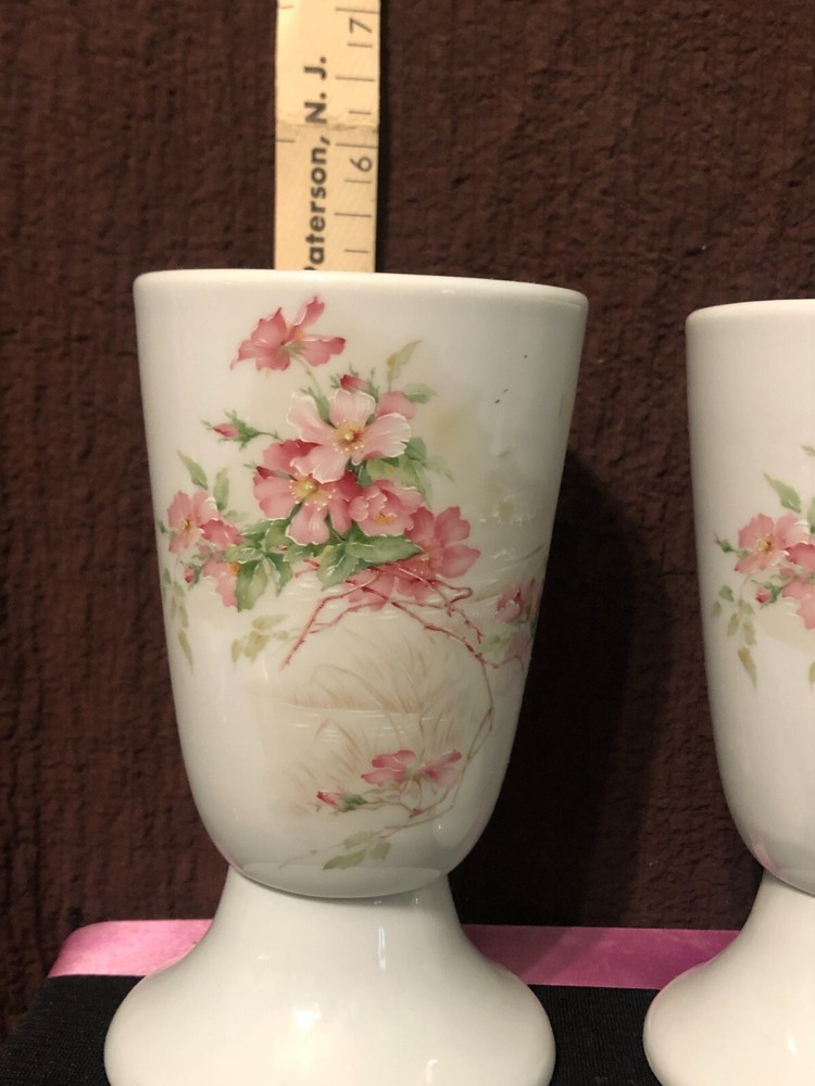 `vntg ceramic/porcelain footed drinking glass cherry tree design bedside