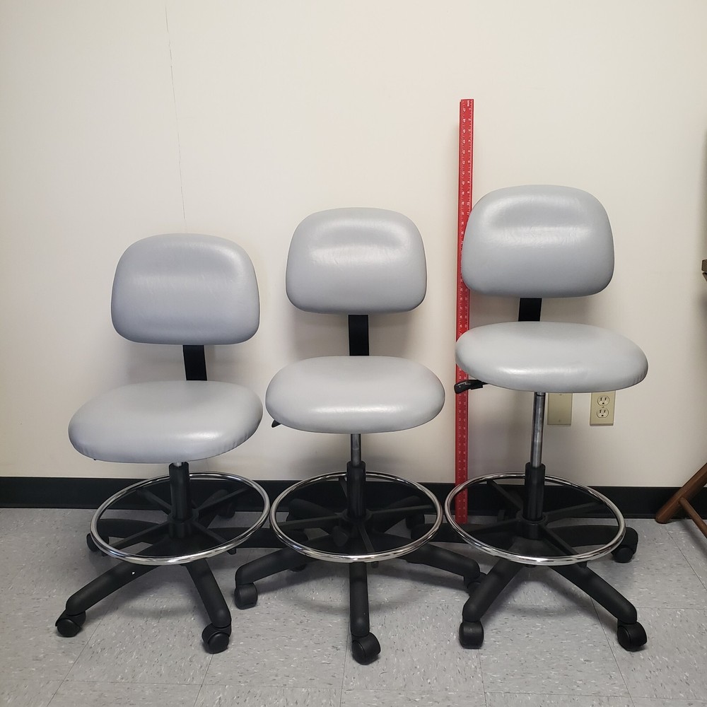 Light Gray Vinyl Tall Chair - Adjustable Height