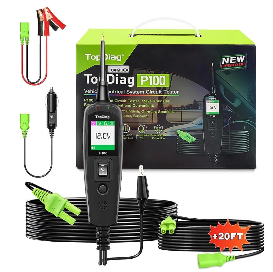 TopDiag P100 12V 24V Electrical Car Circuit Tester Power Probe Diagnostic Tool