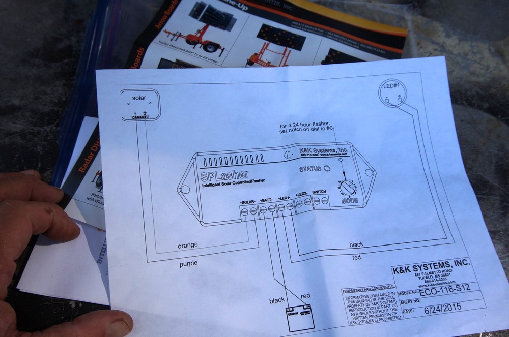 K&K Systems SPLASHER Solar Panel Traffic Beacon Flasher 24/7 Control System
