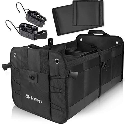 Car Trunk Organizer - Durable Storage SUV Cargo Organizer 2 Compartments Black