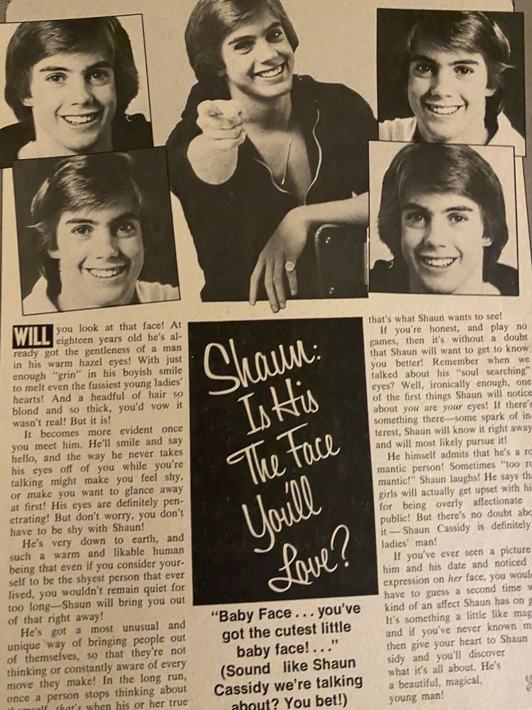 Shaun Cassidy, Full Page Vintage Clipping