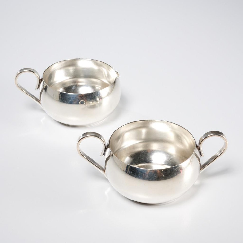 Mid Century Modern Silverplated Sugar Creamer 2 Sets Barbara Walters Collection