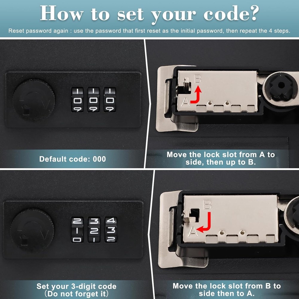 Secure 20 Key Storage Lock Box with Combination Lock - Wall Mount Organizer