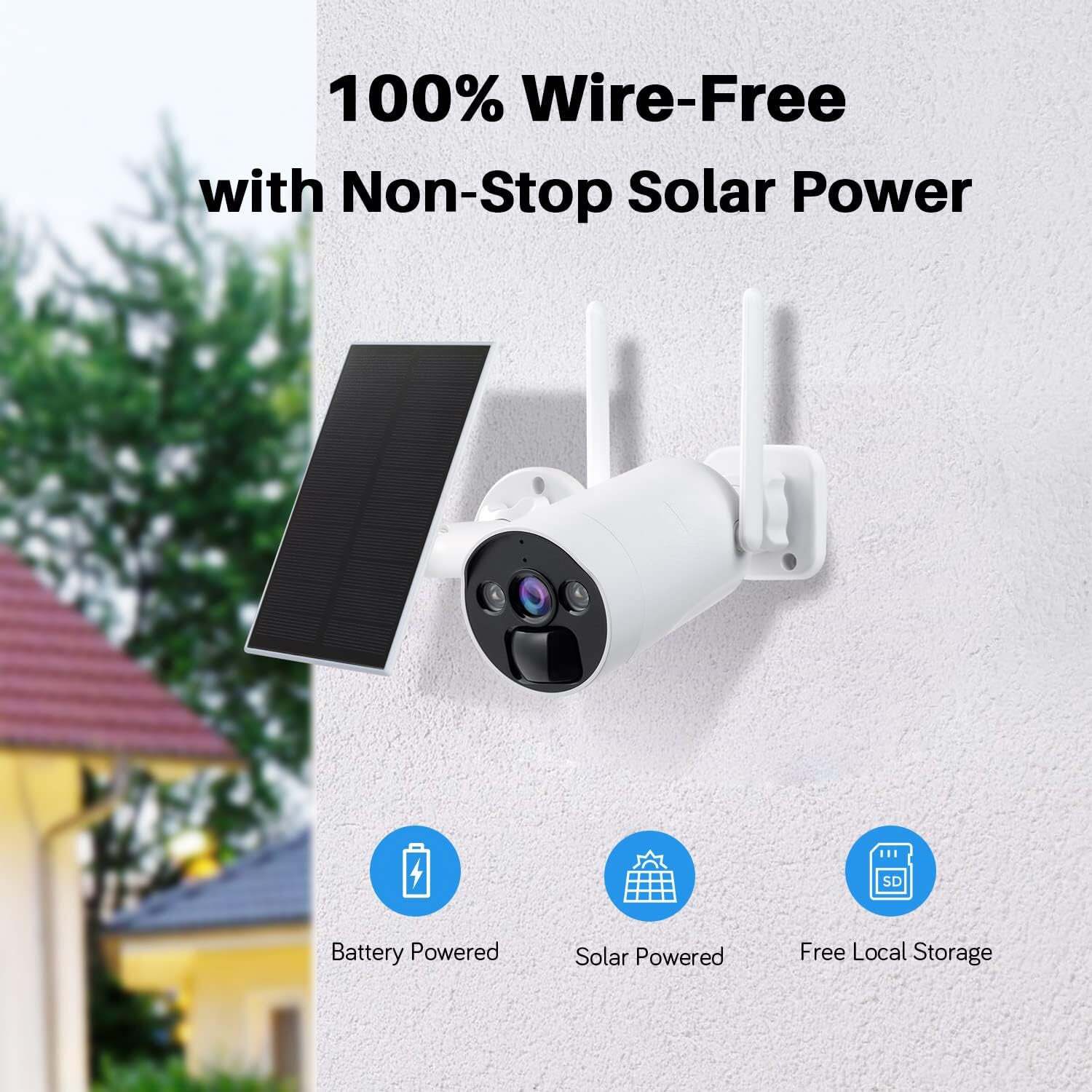 Solar Battery Powered Security Camera System Outdoor Wireless Wifi Home IP CCTV