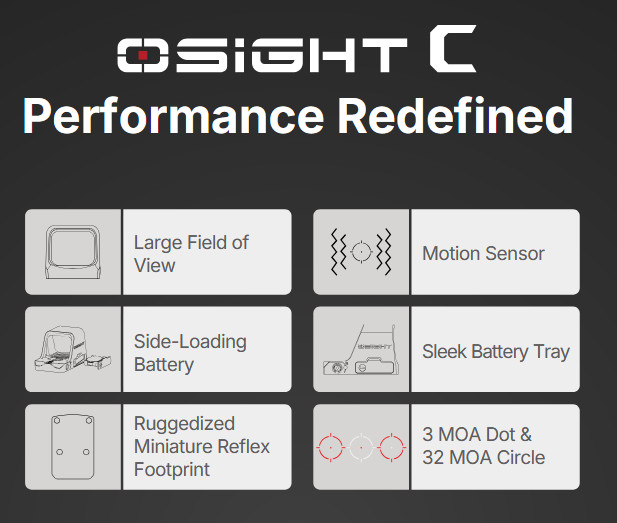 Olight Osight C Open Reflex Optic with Replaceable Side-Loading Battery