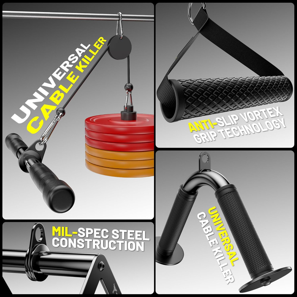 Cable Attachments Set for LAT Pulldown & Cable Machines - Home Gym Accessories