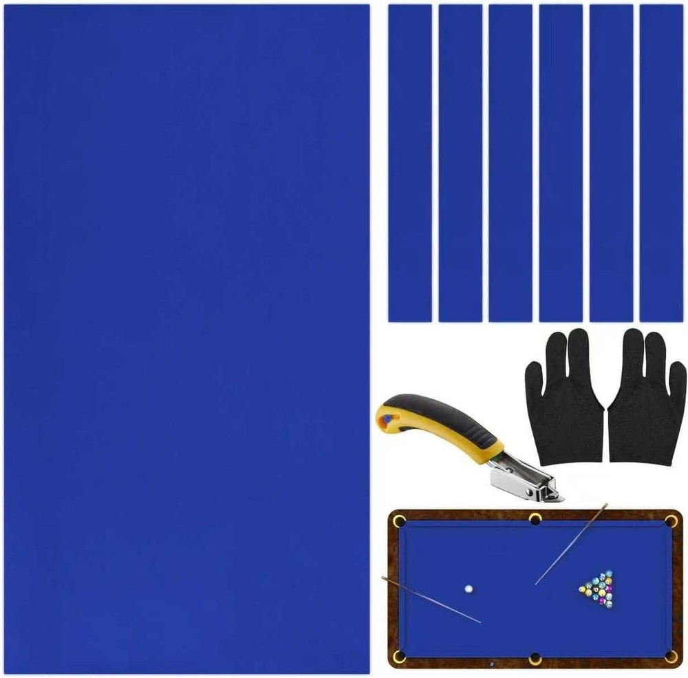 Pre-Cut Pool Table Felt Replacement Kit - 8Ft Billiard Cloth W/Gloves, Strips &