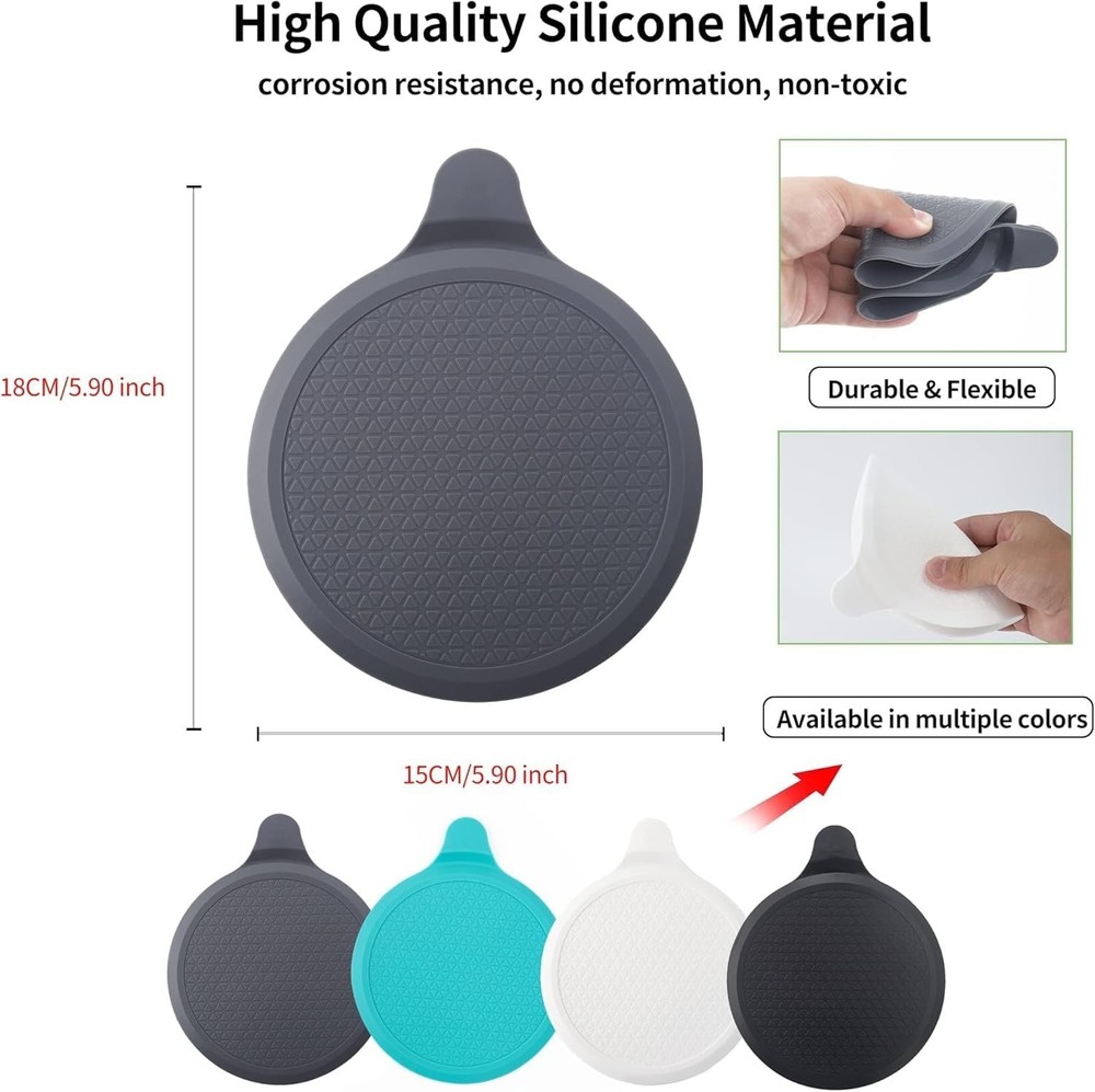 (2 Pack) Silicone Bathtub Stopper, 6" Extra Large Drain Grey+white