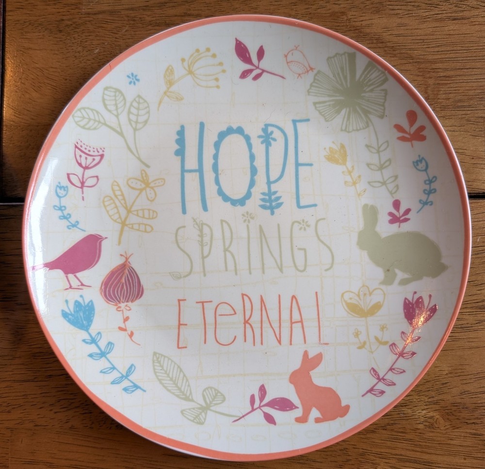 Certified Int'l AMYLEE WEEKS EASTER BUNNY Rabbit Blessings Abound dessert plates
