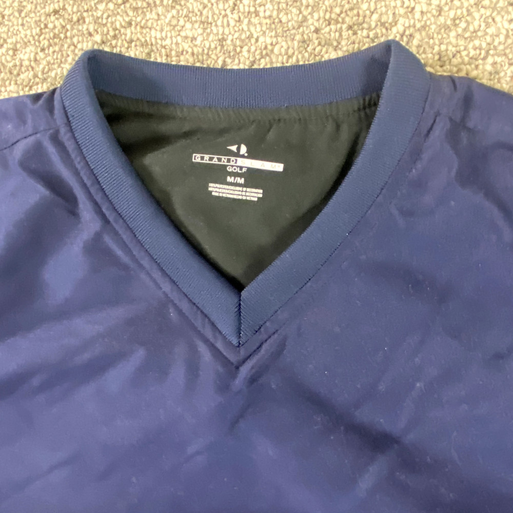 Grand Slam Jacket Mens Medium Blue Zip-Off Arms V-Neck Pockets Lining Pullover