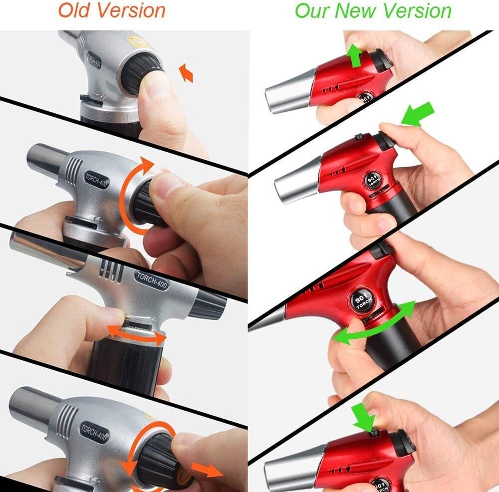 Blow Torch, Professional Kitchen Cooking Torch with Lock Adjustable Flame Ref...