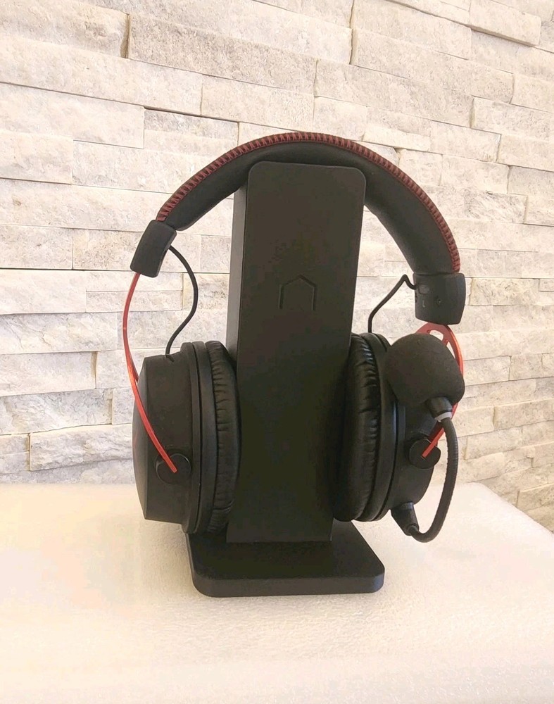 Modern 3D Printed Rectangular Headphone Stand Black Desk Headset Holder