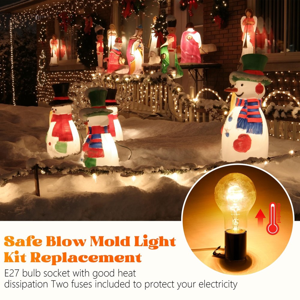 6 Set Blow Mold Light Kit Replacement, E27 E26 Single Light Cord Kit with Switch