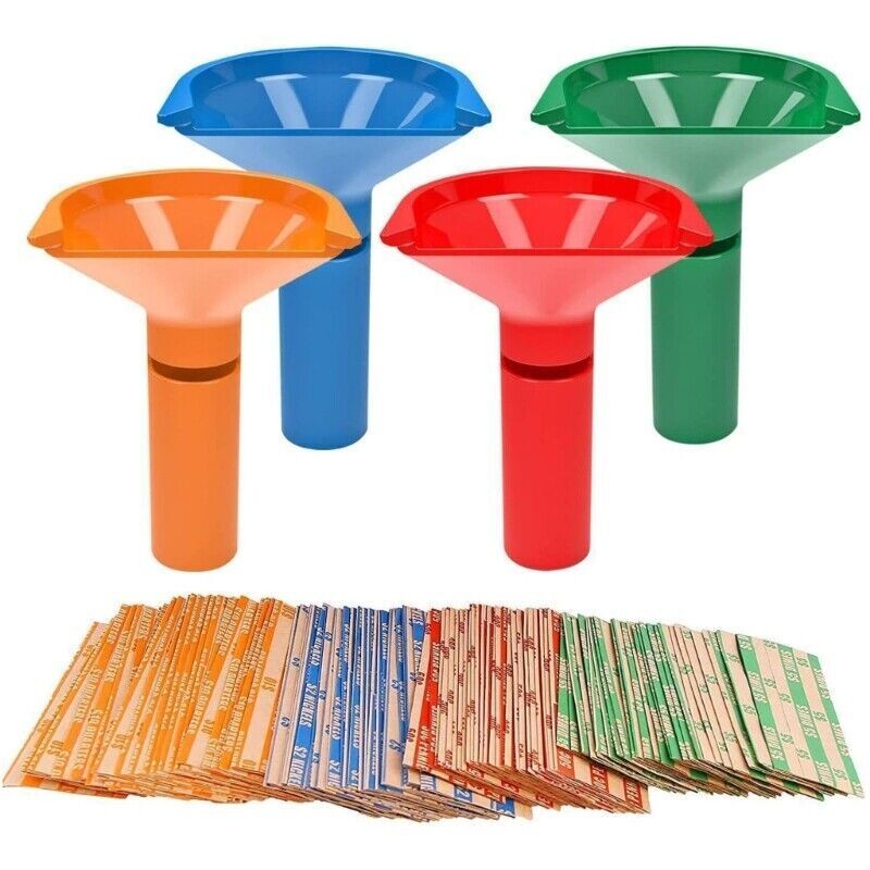 4PCS/SET 4 Color-Coded Coin Storage & Sorter Tubes Assorted Wrappers Counters US