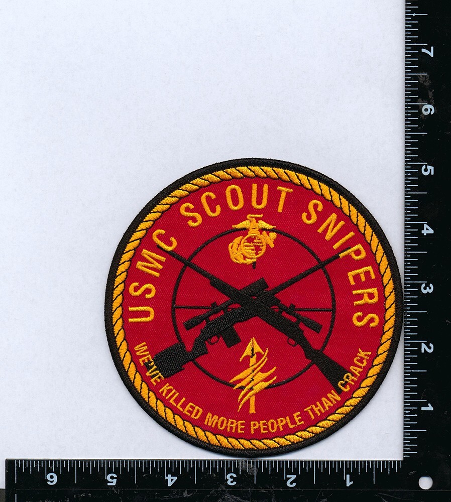 USMC Scout Sniper Embroidered Five Inch Patch (2024) - 5" patch with a wax back
