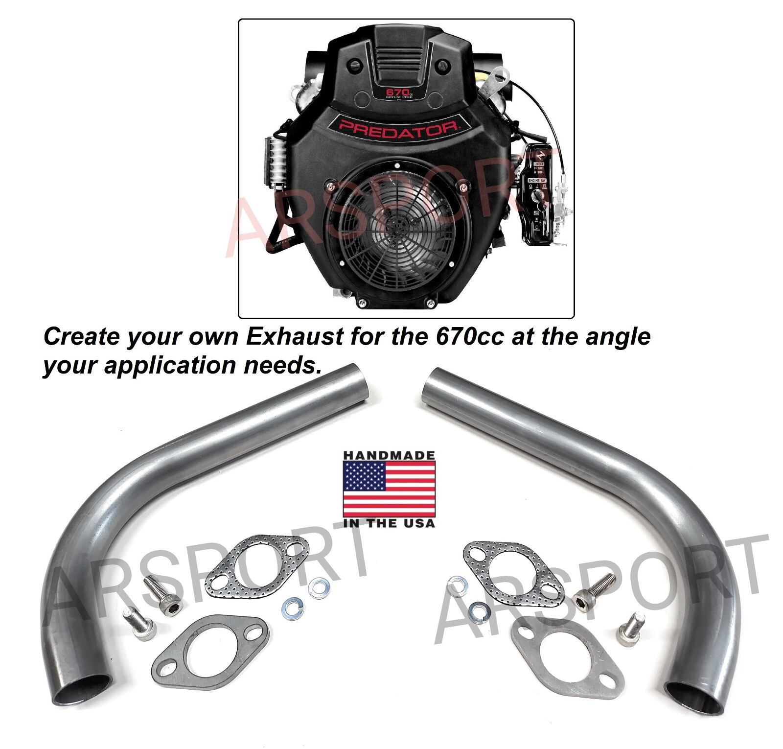 Header Exhaust pipes U Weld For  Predator 670cc V-Twin Go Kart Mini Bike