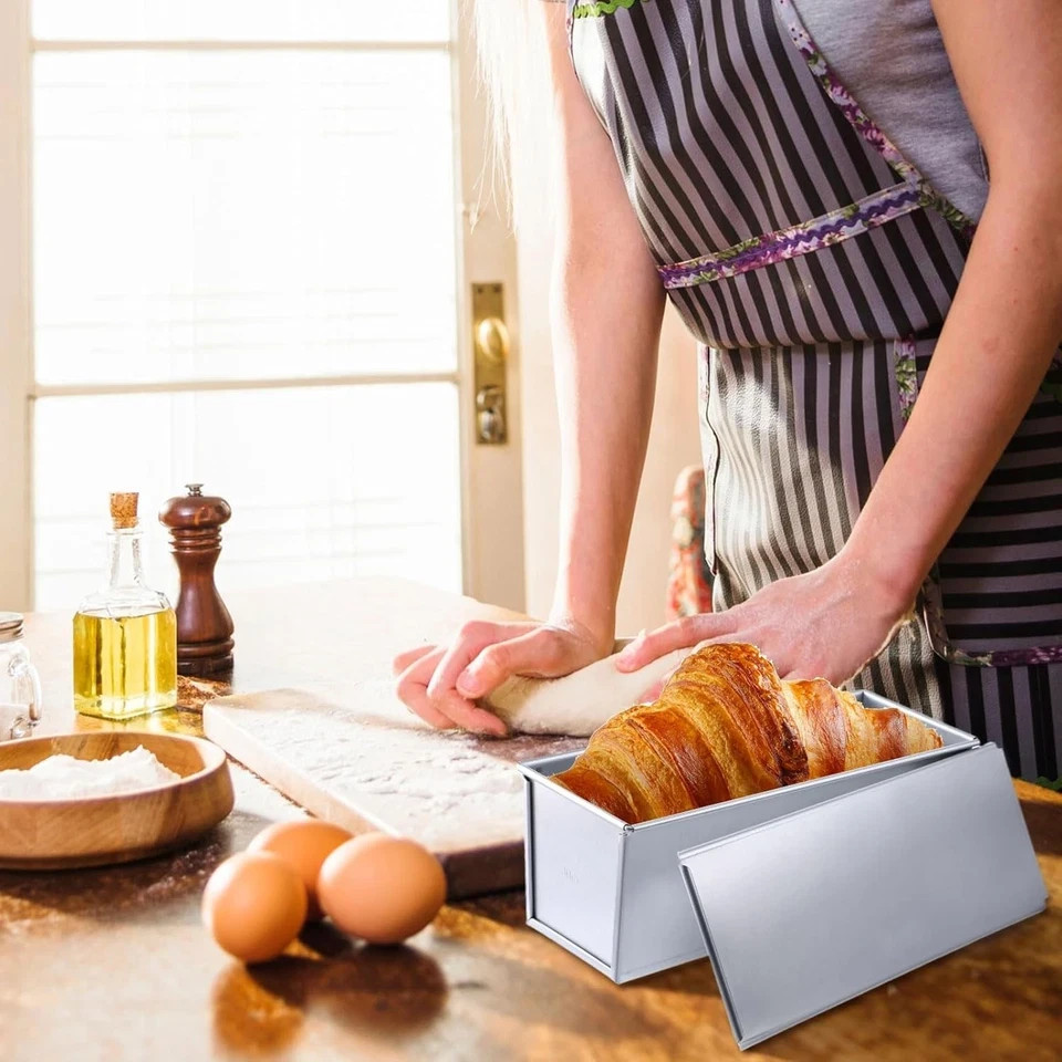 1 Pack Pullman Loaf Pan with Lid, 13x4 Inch Large Capacity 1 Pcs, Silver