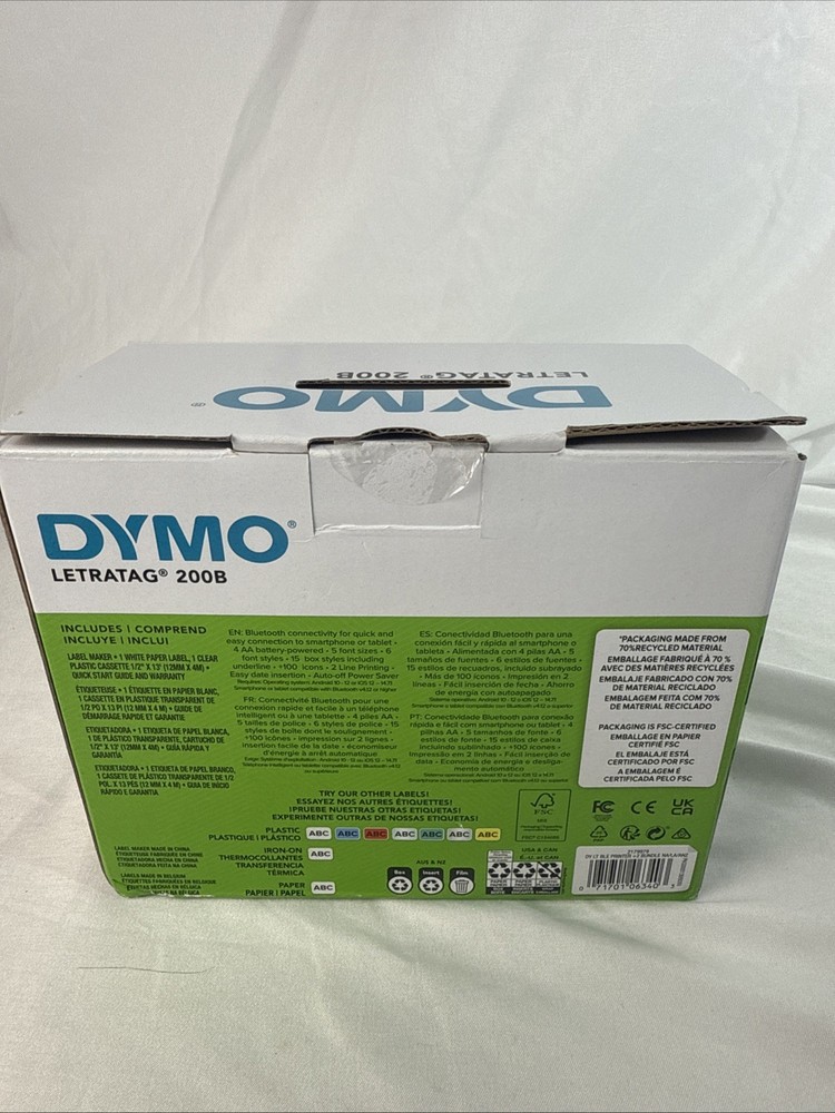 DYMO Letratag 200B Bluetooth Label Maker w/ 2 Pack Assorted Label NEW Open Box
