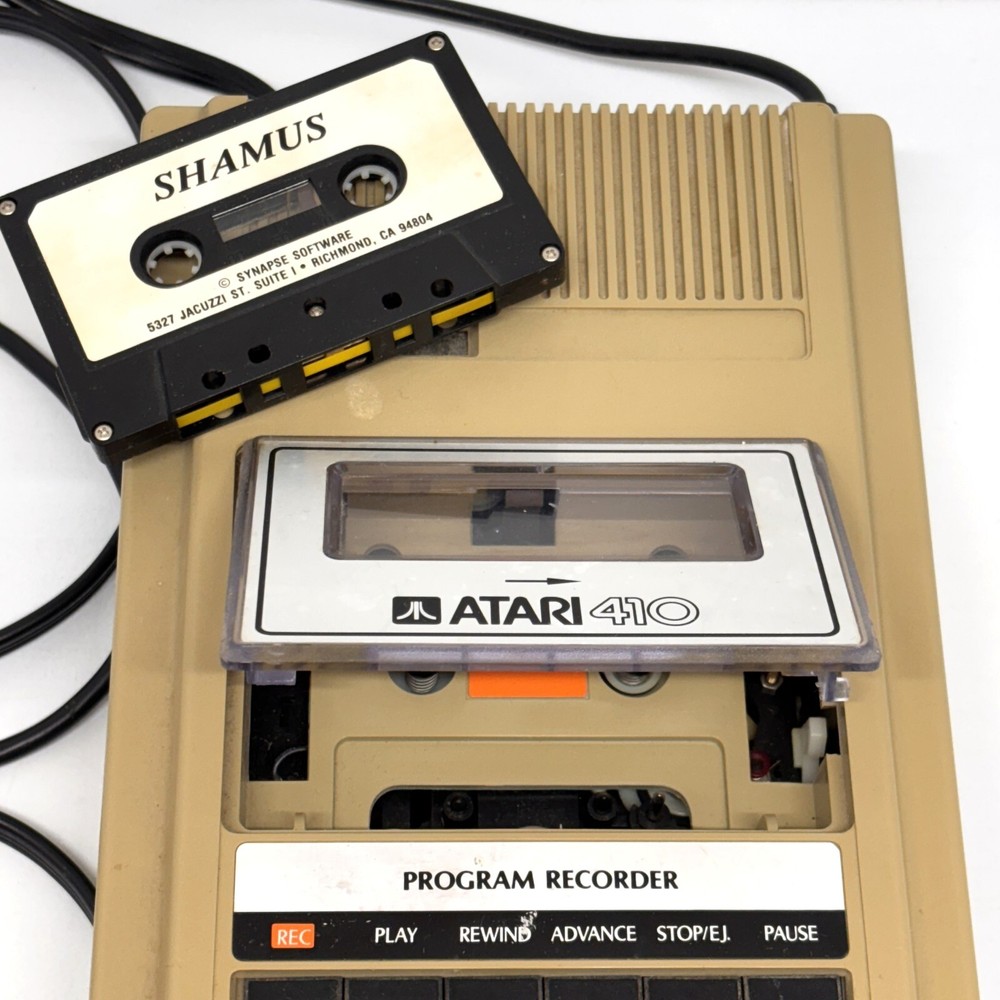 1980s Atari 410 Cassette Program Recorder & Shamus Atari Cassette Game- Untested