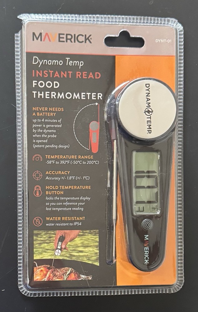 Dynamo Temp Instant Read Food Thermometer, Never needs Battery, LCD Display