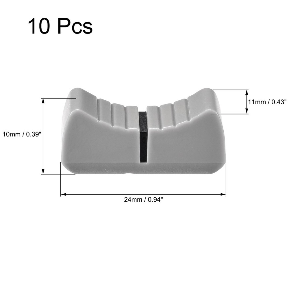 10Pcs 24x11x10mm Fader Knobs Replacement Potentiometer Console Mixer Slider Gray