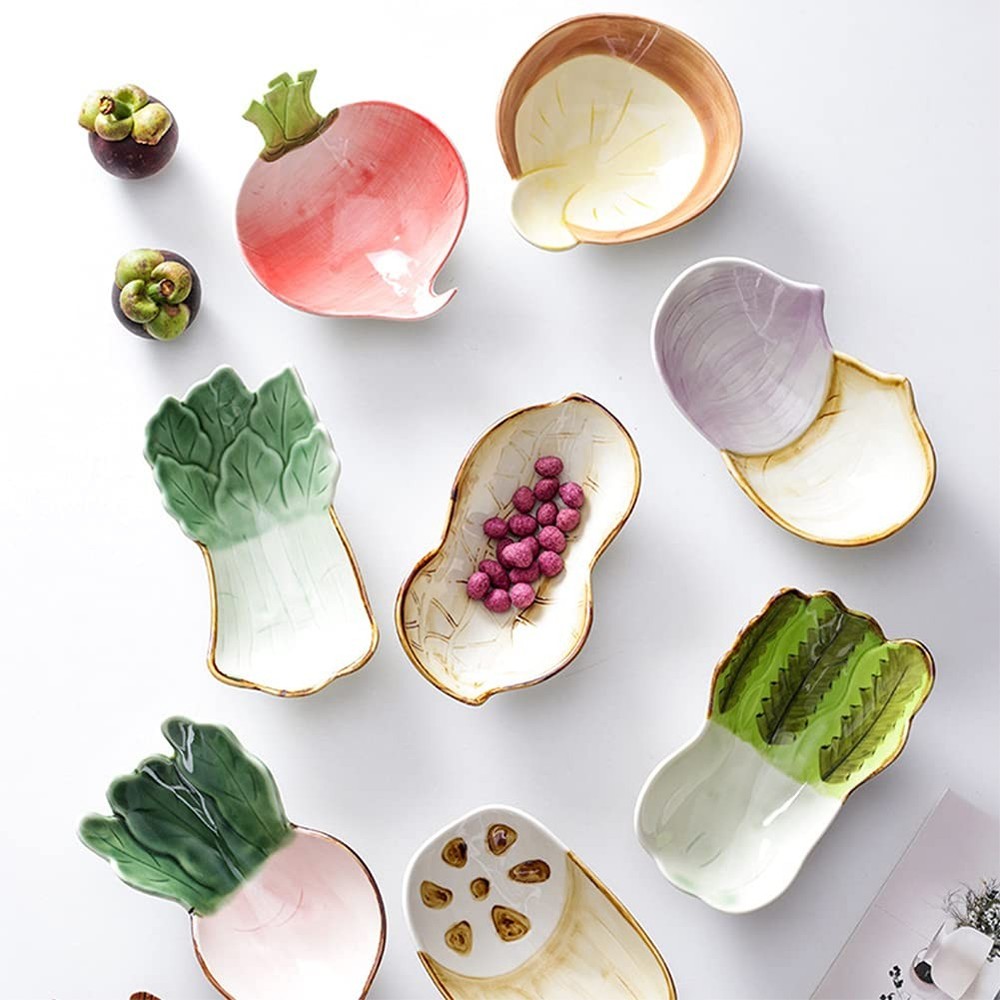 WAYUTO Ceramic Serving Plate Vegetable Themed Fruit Tray Medium, Eggplant