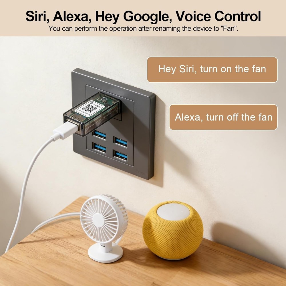Smart USB Plug/Switch Compatible with Alexa, Siri, Google