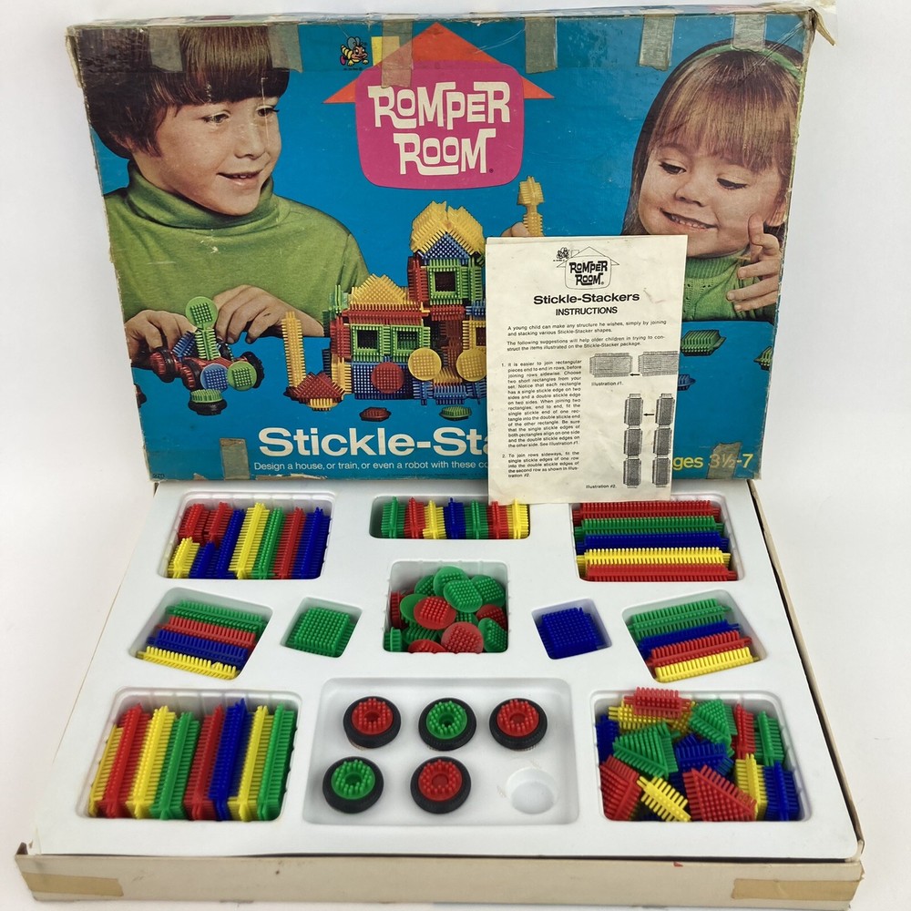 Vintage Romper Room Stickle Stackers 1972 Hasbro Construct Building Pieces RARE