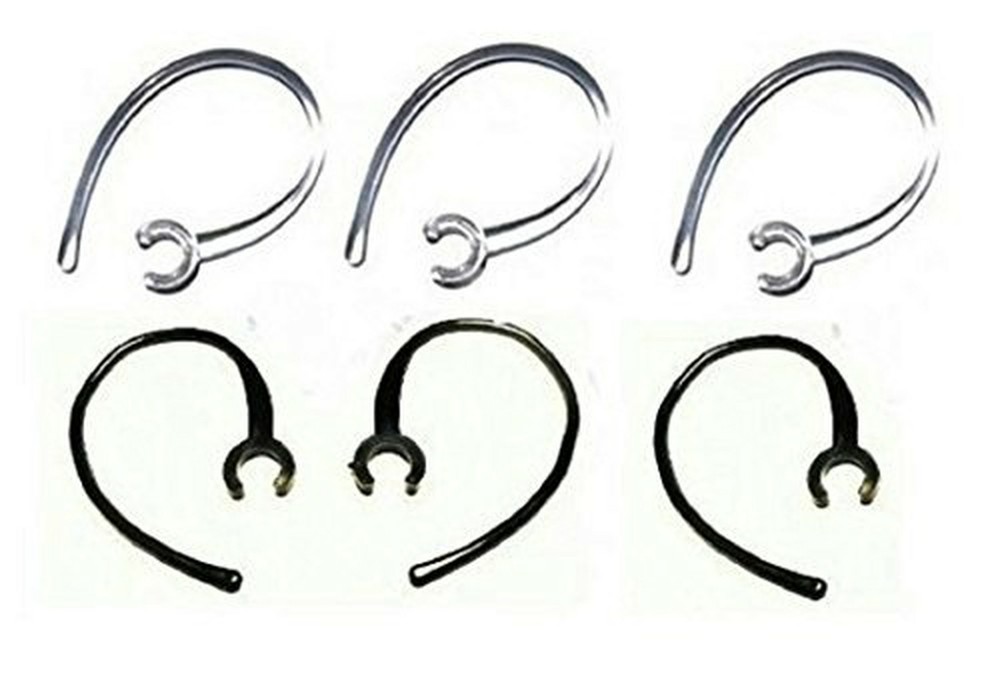 Set of 6 Replacement Bluetooth Ear Loop Hook Clip Clear/Black (6mm)