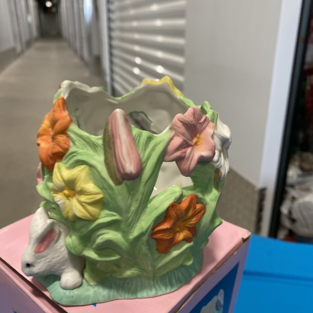 Eastervale Hand Painted Porcelain Easter Candle Holder With Original Box