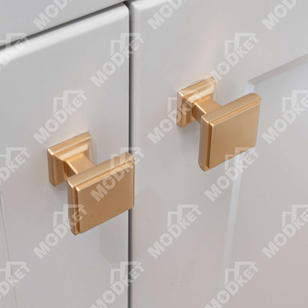 Solid Brushed Champagne Gold Square Cabinet Pulls Handles Knobs Kitchen Drawers